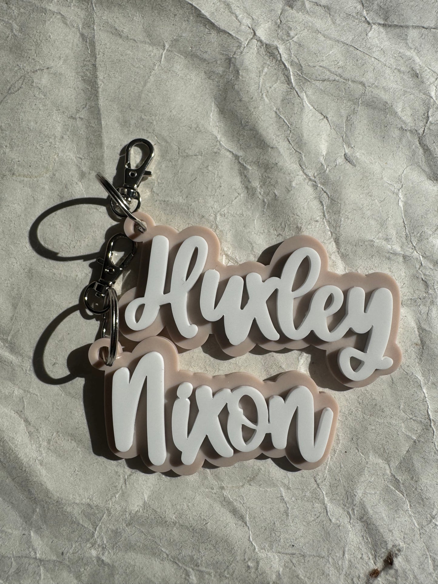 3D Beige Name Keyring