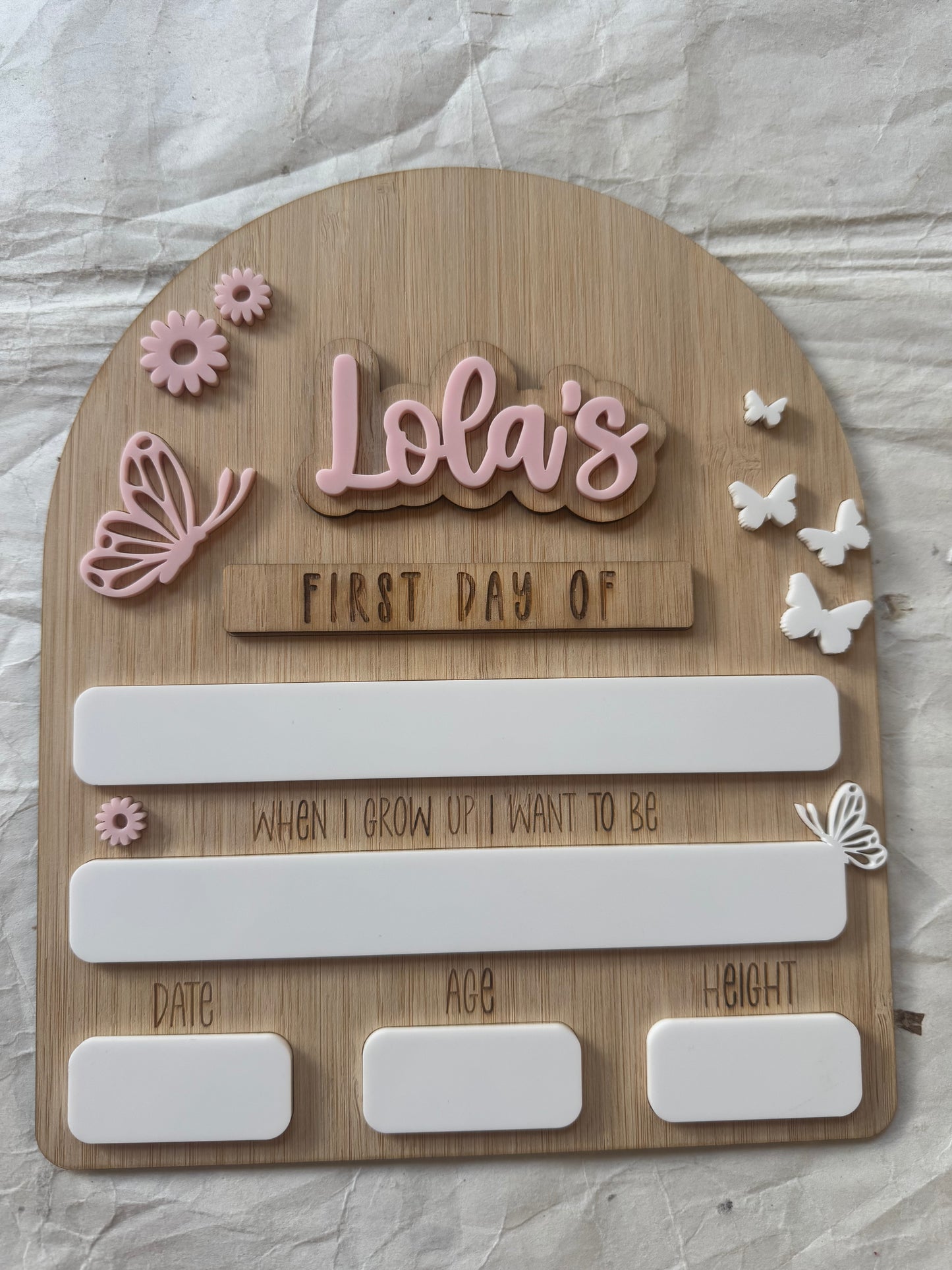 Interchangeable First and Last Day Board - Butterflies and Flowers Design