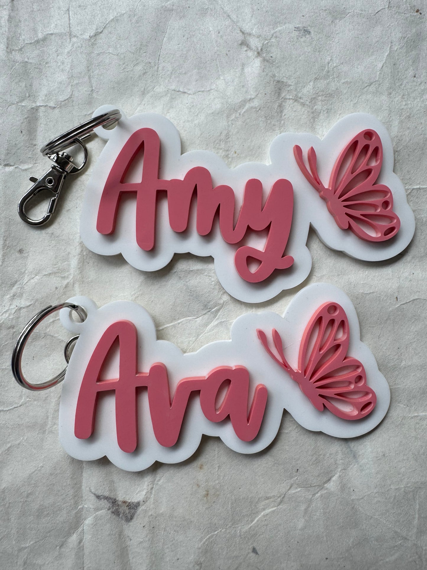 3D Butterfly Name Keyring